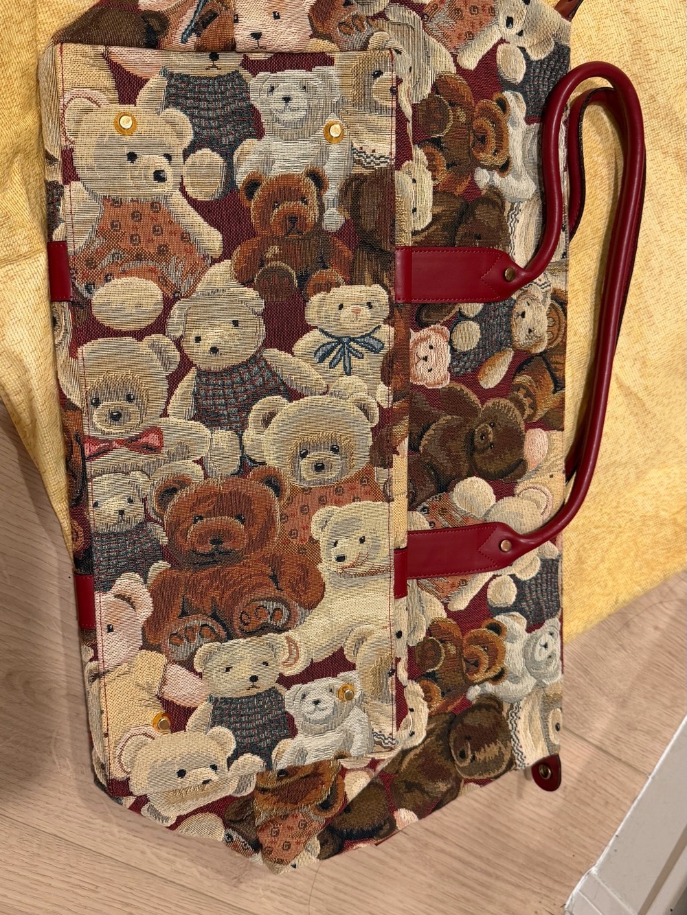 Teddy Bear Pattern Tote Bag with small make up bag